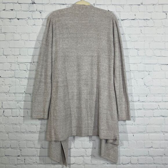 Barefoot Dreams Bamboo Chic Lite Cardigan 1X Brown Gray Long Weekend Rib Sweater - Picture 7 of 14